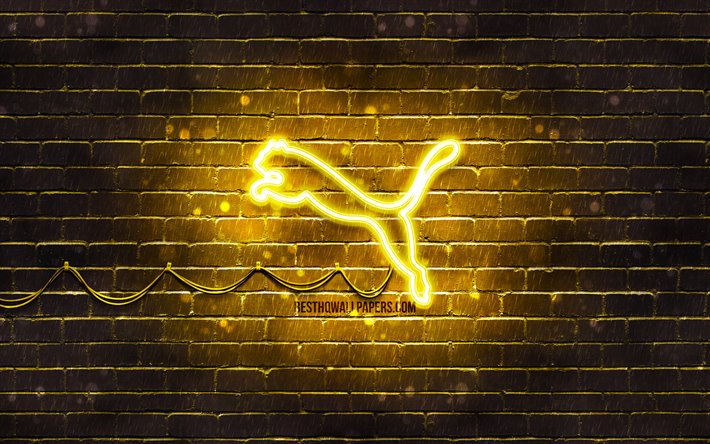 ダウンロード画像 Puma黄ロゴ 4k 黄brickwall プーママーク ブランド プーマネオンのロゴ Puma フリー のピクチャを無料デスクトップの壁紙