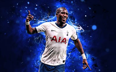 Moussa Sissoko, 2020, Tottenham Hotspur FC, french footballers, soccer, Sissoko, Premier League, neon lights, Tottenham FC, Moussa Sissoko Tottenham