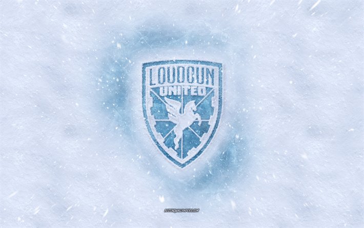 Loudoun المتحدة FC شعار, نادي كرة القدم الأمريكية, الشتاء المفاهيم, USL, Loudoun المتحدة FC الجليد شعار, الثلوج الملمس, Leesburg, فرجينيا, الولايات المتحدة الأمريكية, خلفية الثلوج, Loudoun United FC, كرة القدم