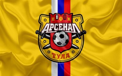 FC Arsenal Tula, 4k, Russian football club, logo, emblem, Russian football championship, Premier League, football, Tula, Russia, silk flag