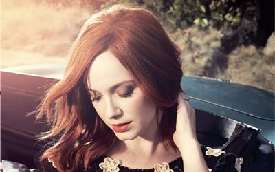 Christina Hendricks, 4k, American actress, portrait, red-haired beautiful woman, Hollywood