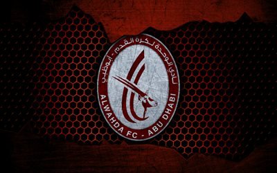 Al Wahda, 4k, logo, UAE League, soccer, football club, UAE, grunge, metal texture, Al Wahda FC