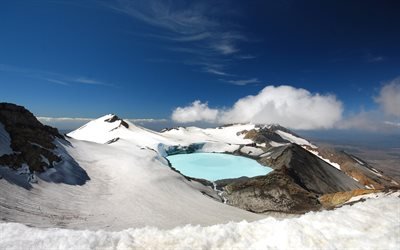 Monte Tongariro, lago de monta&#241;a, Tongariro Alpine Crossing, monta&#241;as, Nueva Zelanda, el Parque Nacional Tongariro