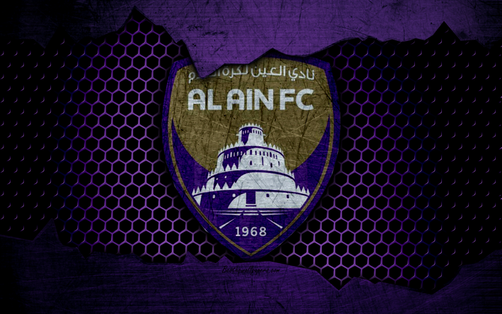Al Ain, 4k, logo, BAE Ligi, futbol, futbol kul&#252;b&#252;, Birleşik Arap Emirlikleri, Al Dhafra SCC, grunge, metal doku, Al Ain FC