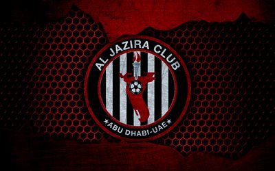 Al Jazira, 4k, logo, UAE League, soccer, football club, UAE, grunge, metal texture, Al Jazira FC