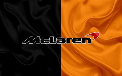 McLaren Honda Formula 1, 4k, F1, silk flag, orange black flag, racing team, McLaren, Formula 1, race