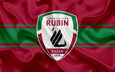 FC Rubin Kazan, 4k, Russian football club, logo, emblem, Russian football championship, Premier League, football, Kazan, Russia, silk flag