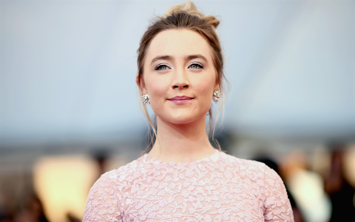 Saoirse Ronan, 4k, sk&#246;nhet, irl&#228;ndsk-amerikansk sk&#229;despelare, Hollywood, blond