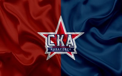 FC SKA-Khabarovsk, 4k, Russian football club, logo, emblem, Russian football championship, Premier League, football, Khabarovsk, Russia, silk flag