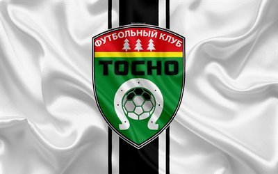 FC Tosno, 4k, Russian football club, logo, emblem, Russian football championship, Premier League, football, Tosno, Russia, silk flag