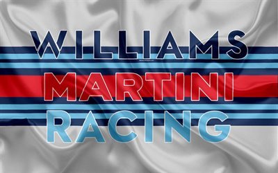 Williams Martini Racing, Williams F1, 4k, racing team, Formula 1, Williams logo, F1, red silk flag, motor sport, British team