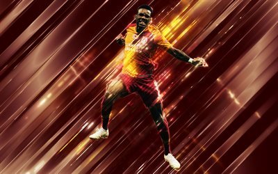 Garry Rodrigues, creative art, blades style, Cape Verdean footballer, Galatasaray, Turkey, orange creative background, football