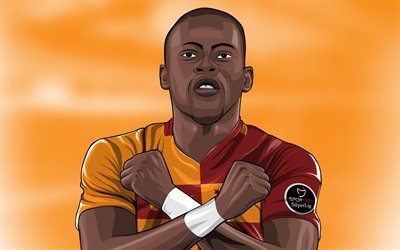Badou Ndiaye, fan art, senegalesiska fotbollsspelare, Galatasaray FC, fotboll, Turkiska Super Lig!, darkvisualarts, Ndiaye, footaball, neon lights