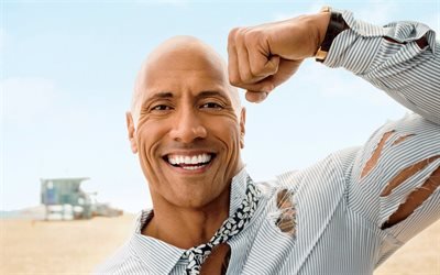 Dwayne Johnson, The Rock, American actor, portrait, smile, Hollywood, American star, photoshoot