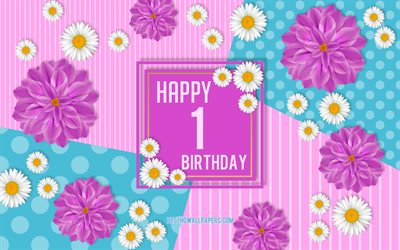 1st Happy Birthday, Spring Birthday Background, Happy 1st Birthday, Happy 1 Year Birthday, Birthday flowers background, 1 Year Birthday, 1 Year Birthday party