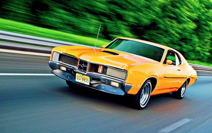 Mercury Cyclone, estrada, 1970 carros, HDR, retro carros, 1970 Mercury Cyclone, os carros americanos, Merc&#250;rio