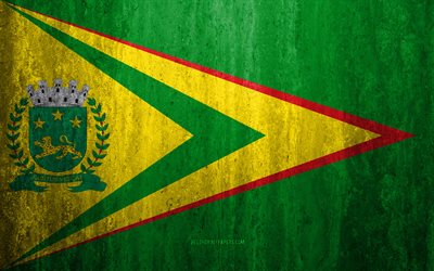 旗のBauru, 4k, 石背景, グランジフラグ, Bauru, ブラジル, Bauruフラグ, グランジア, 石質感