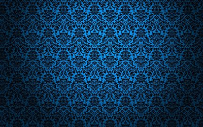 Azul vintage padr&#227;o, floral vintage textura, vintage fundo azul, enfeites de textura, retro textura