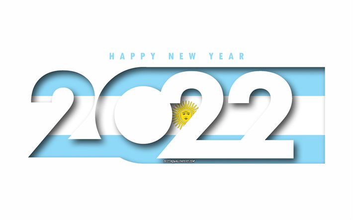 Feliz a&#241;o nuevo 2022 Argentina, fondo blanco, Argentina 2022, Argentina 2022 A&#241;o nuevo, 2022 conceptos, Argentina