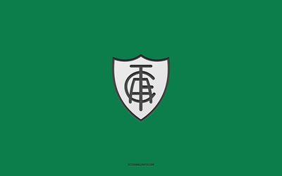 America Mineiro, gr&#246;n bakgrund, brasilianskt fotbollslag, America Mineiro emblem, Serie A, Belo Horizonte, Brasilien, fotboll, America Mineiro logotyp