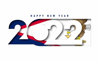Happy New Year 2022 American Samoa, white background, American Samoa 2022, American Samoa 2022 New Year, 2022 concepts, American Samoa