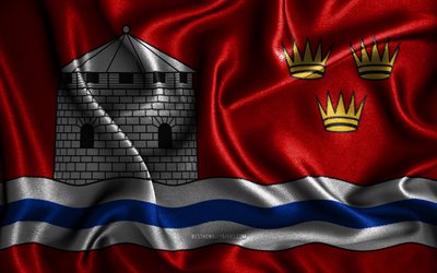 Kingstonin lippu, 4k, silkki aaltoilevat liput, Kanadan kaupungit, Kingstonin p&#228;iv&#228;, kangasliput, 3D-taide, Kingston, Kingstonin 3D lippu