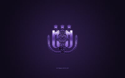 RSC Anderlecht, Belgian football club, Jupiler Pro League, purple logo, purple carbon fiber background, Belgian First Division A, football, Brussels, Belgium, RSC Anderlecht logo