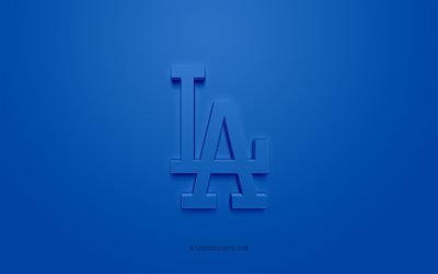 Los Angeles Dodgers emblem, creative 3D logo, blue background, American baseball club, MLB, Chicago, USA, Los Angeles Dodgers, baseball, Los Angeles Dodgers insignia