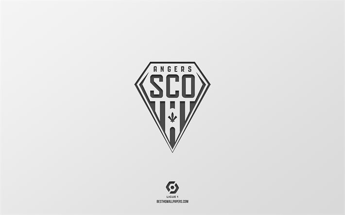 Angers SCO, white background, French football team, Angers SCO emblem, Ligue 1, Angers, France, football, Angers SCO logo