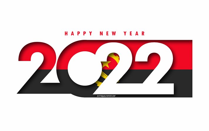Mutlu Yıllar 2022 Angola, beyaz arka plan, Angola 2022, Angola 2022 Yeni Yıl, 2022 kavramlar, Angola