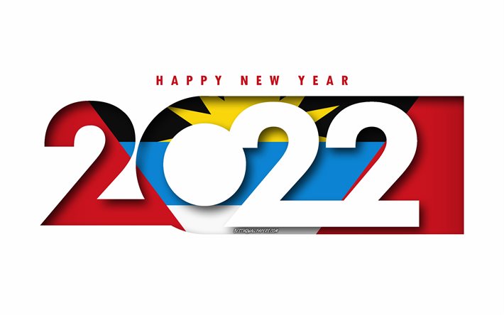 Feliz Ano Novo 2022 Ant&#237;gua e Barbuda, fundo branco, Ant&#237;gua e Barbuda 2022, Ant&#237;gua e Barbuda 2022 Ano Novo, 2022 conceitos, Ant&#237;gua e Barbuda