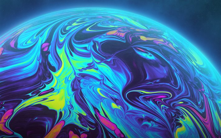 planeta abstracto, 4k, esfera colorida, arte l&#237;quido, planeta colorido, galaxia abstracta, creativo