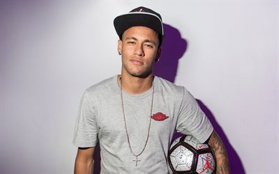 Neymar, football stars, FC Barcelona, ball, footballer