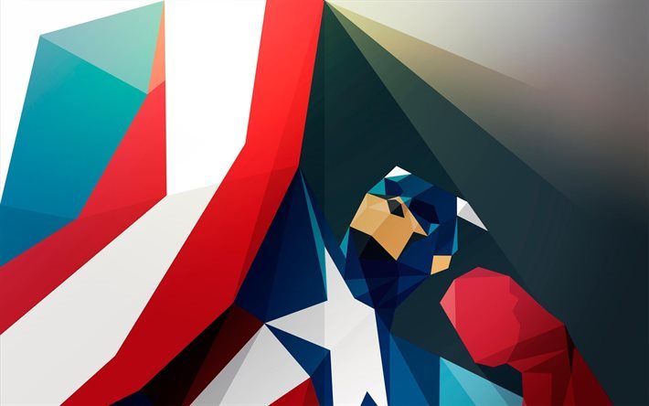 Captain America, arte, creativo, supereroi