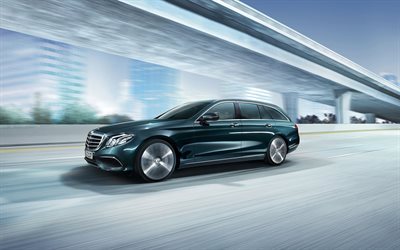 Mercedes-Benz E-class Wagon, 2017, station wagon, blue Mercedes, Estate, E-WAGON