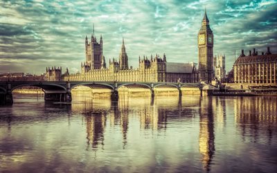 London, Big Ben, River Thames, England, Great Bell, Westminster Palace, Westminster Abbey, Westminster, Westminster Bridge