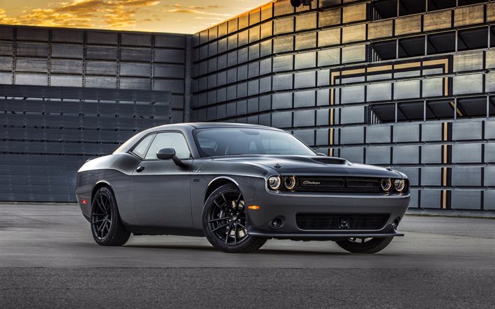 Dodge Challenger, 2017, supercars, sportcars, gray dodge, muscle cars