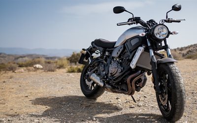 Yamaha XSR700, 2016, 4k fondo de pantalla, desierto, motocicletas nuevas