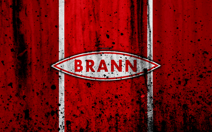 4k, FC Brann, grunge, Eliteserien, art, soccer, football club, Norway, Brann, logo, stone texture, Brann FC