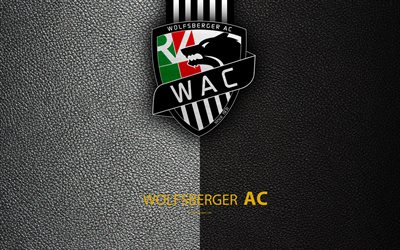 Wolfsberger AC, 4k, leather texture, logo, Austrian football club, Wolfsberger FC, Austrian Bundesliga, Wolfsberg, Austria, football
