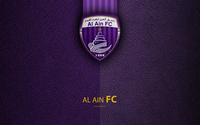 Al Ain FC, 4K, logo, football club, leather texture, UAE League, El Ain, United Arab Emirates, football, Arabian Gulf League