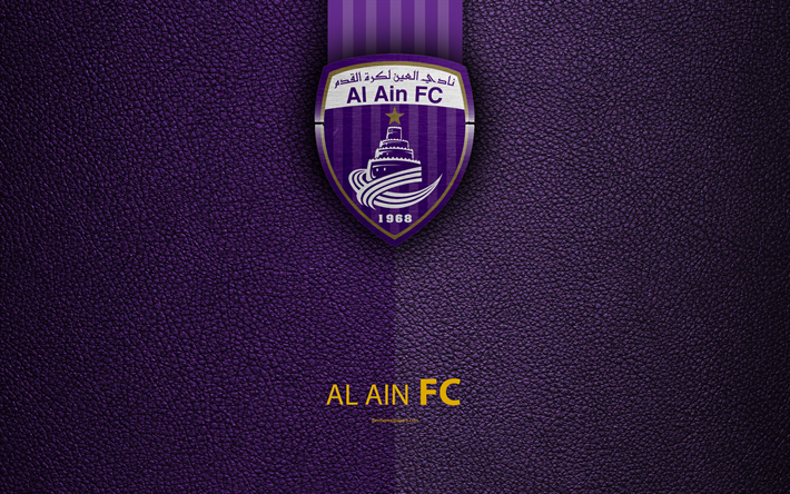 Al Ain FC, 4K, logo, football club, leather texture, UAE League, El Ain, United Arab Emirates, football, Arabian Gulf League