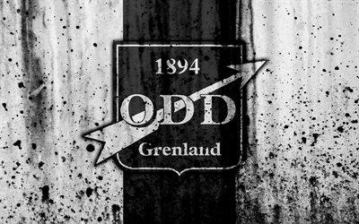 4k, FC Odd Grenland, grunge, Eliteserien, art, soccer, football club, Norway, Odd Grenland, logo, stone texture, Odd Grenland FC