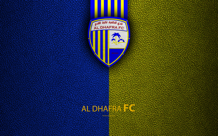 Al Dhafra FC, 4K, logotipo, club de f&#250;tbol, de textura de cuero, de la Liga de EMIRATOS &#225;rabes unidos, Madinat Zayed, Emiratos &#193;rabes Unidos, el f&#250;tbol, la Arabian Gulf League