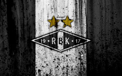 4k, FC Rosenborg, grunge, Eliteserien, art, soccer, football club, Norway, Rosenborg, logo, stone texture, Rosenborg FC