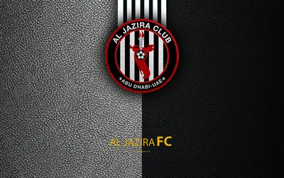 Al Jazira FC, 4K, logo, football club, leather texture, UAE League, Abu Dhabi, United Arab Emirates, football, Arabian Gulf League