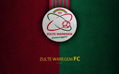 SV Zulte Waregem, FC, 4K, Belga de F&#250;tbol del Club, logotipo, emblema, la Jupiler Pro League, textura de cuero, Waregem, B&#233;lgica, Belga de Primera Divisi&#243;n, f&#250;tbol