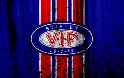 4k, FC Valerenga, grunge, Eliteserien, art, soccer, football club, Norway, Valerenga, logo, stone texture, Valerenga FC