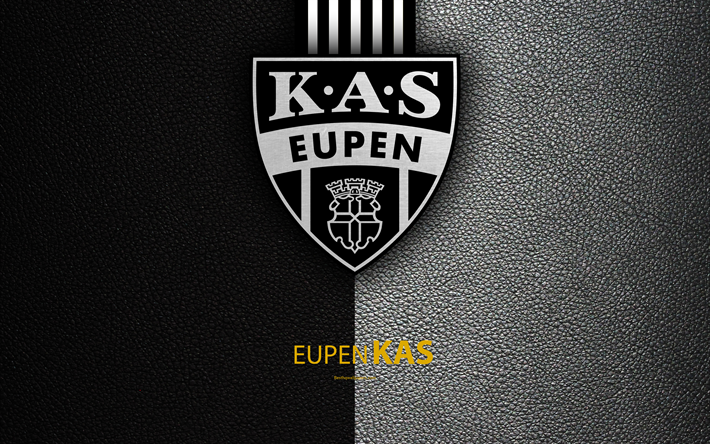 KAS Eupen, 4K, Belga de F&#250;tbol del Club, logotipo, Eupen FC, el emblema, la Jupiler Pro League, textura de cuero, Eipen, B&#233;lgica, Belga de Primera Divisi&#243;n, f&#250;tbol