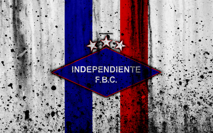 4k, FC Independiente, grunge, Paraguyanska F&#246;rsta Divisionen, fotboll, football club, Paraguay, Independiente, konst, logotyp, sten struktur, Independiente FC